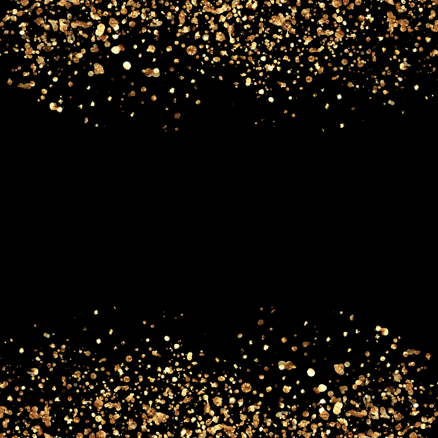 Gold Glitter Confetti Borders on Black Background